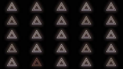 pulsing gold triangles pattern with neon light in casino style