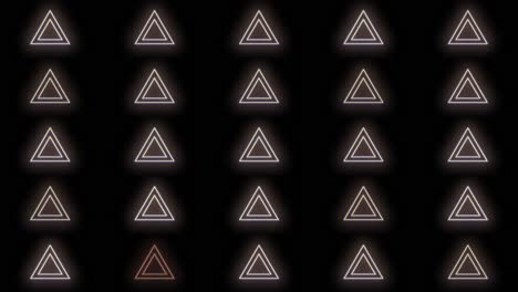 pulsing gold triangles pattern with neon light in casino style