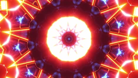 objeto circular con luces de neón. caleidoscopio vj bucle