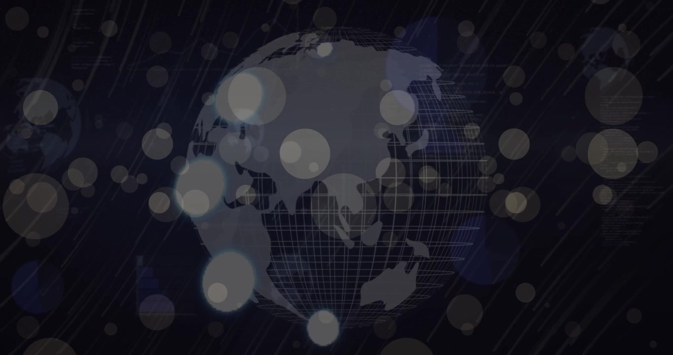 Animation of dots blinking over globe on black background