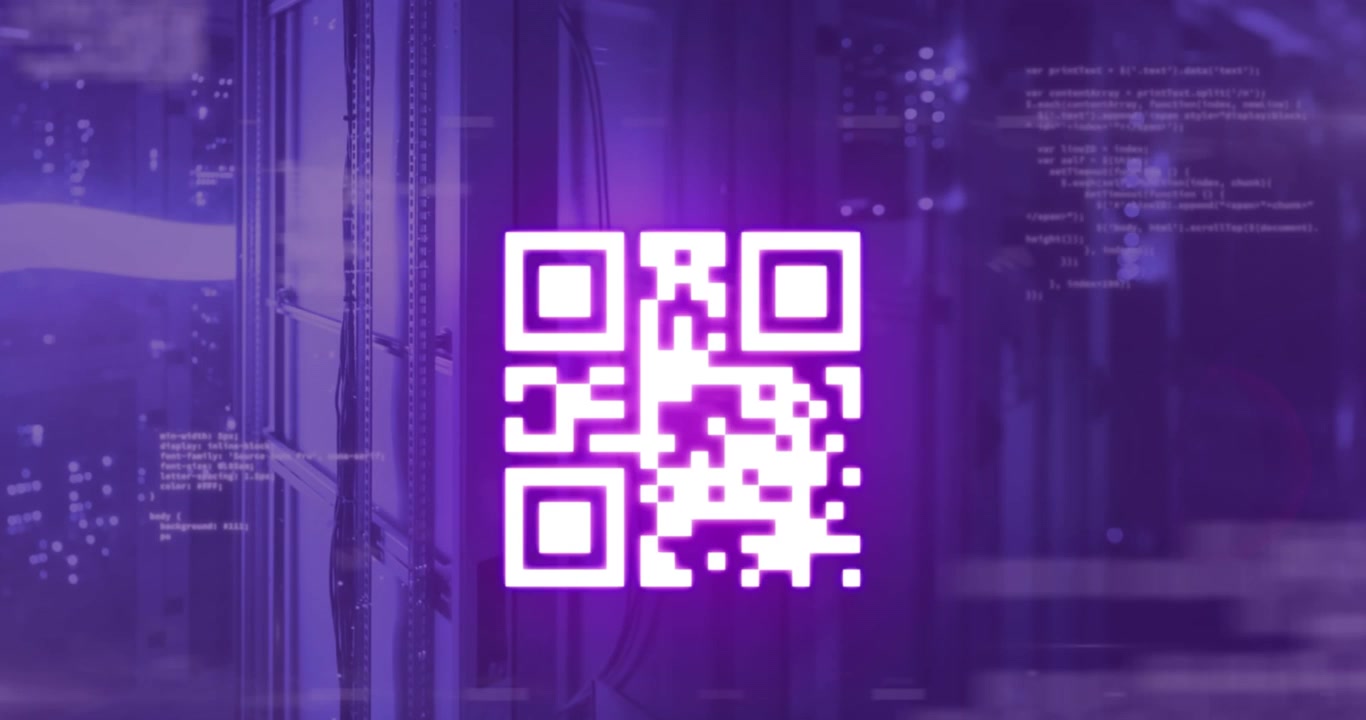 Animation qr code in abstract pattern, dots connected with lines forming geometric shapes, numbers