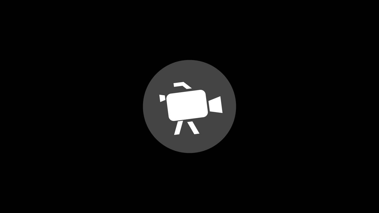 Animated Video Camera Icon on Black Background
