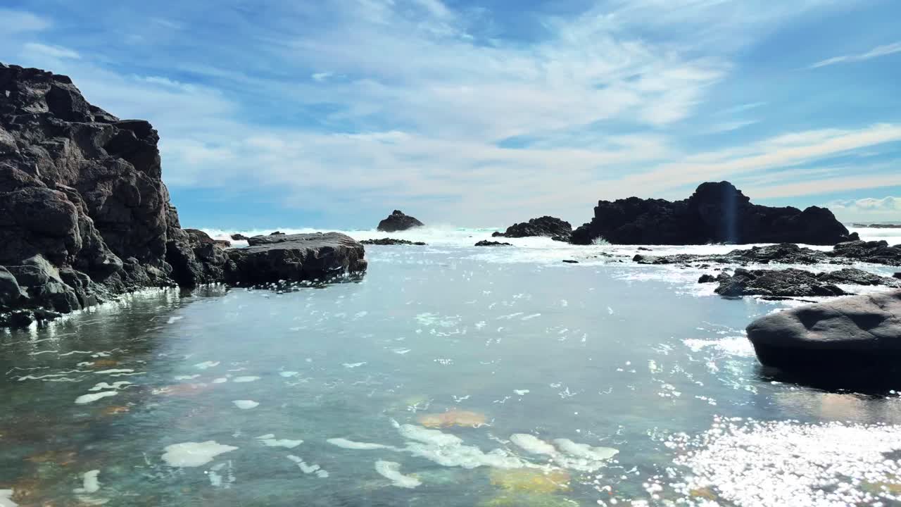 Timelapse incoming tide clouds and blue sky dramatic movement Copper Coast Waterford Irish epic locations