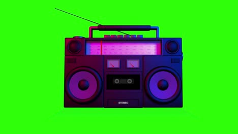 realistisch mock-up van radio trillende luidspreker en het afspelen van de cassette op het groene scherm