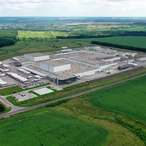 aerial view of a large modern industrial factory. industrial background. logistics from above
