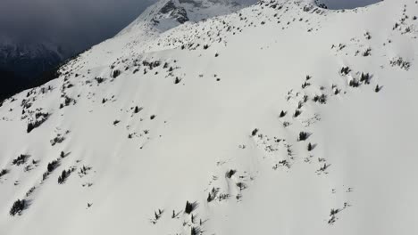 Skier-coming-down-the-mountain-with-perfect-afternoon-light