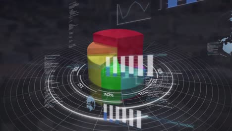 animation of data processing over cityscape