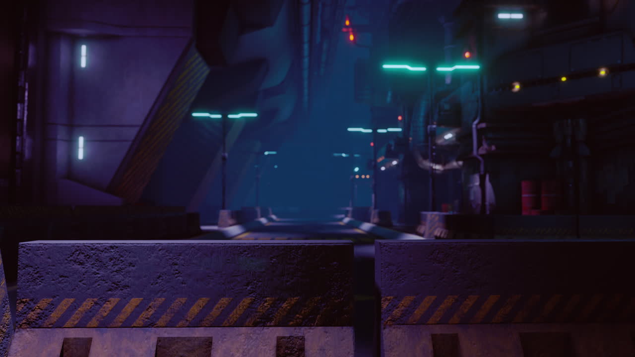 neonová světla futuristického sci-fi města