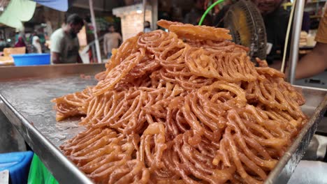 pile of jalebis at a street market