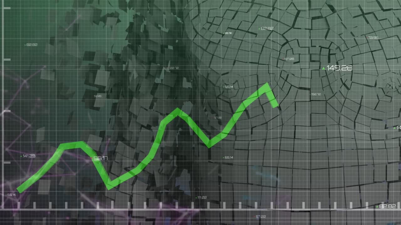 그리드 위의 녹색 선의 애니메이션과 데이터 처리