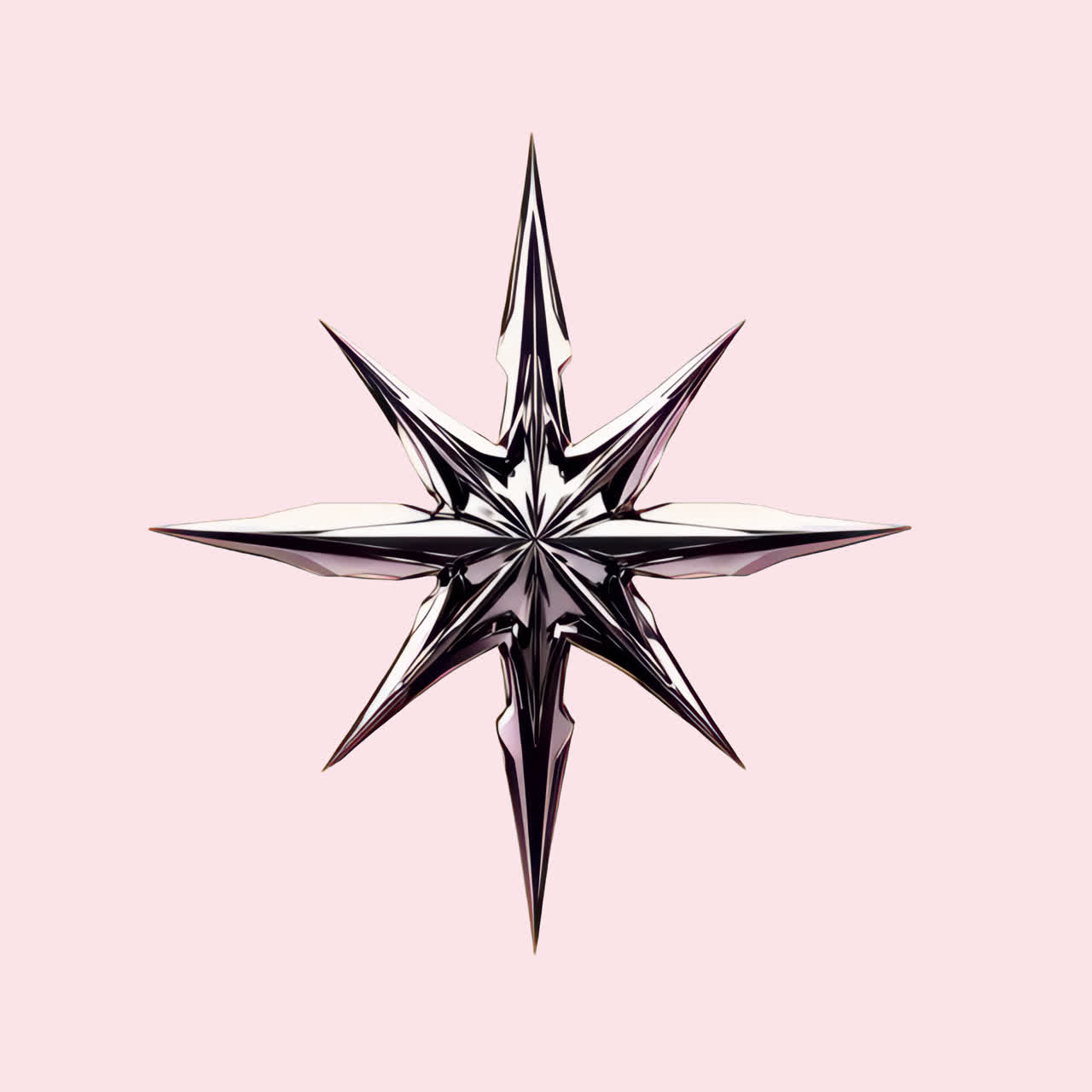 Metallic star with sharp edges animation isolated asset, transparent 4K video, alpha channel, ProRes