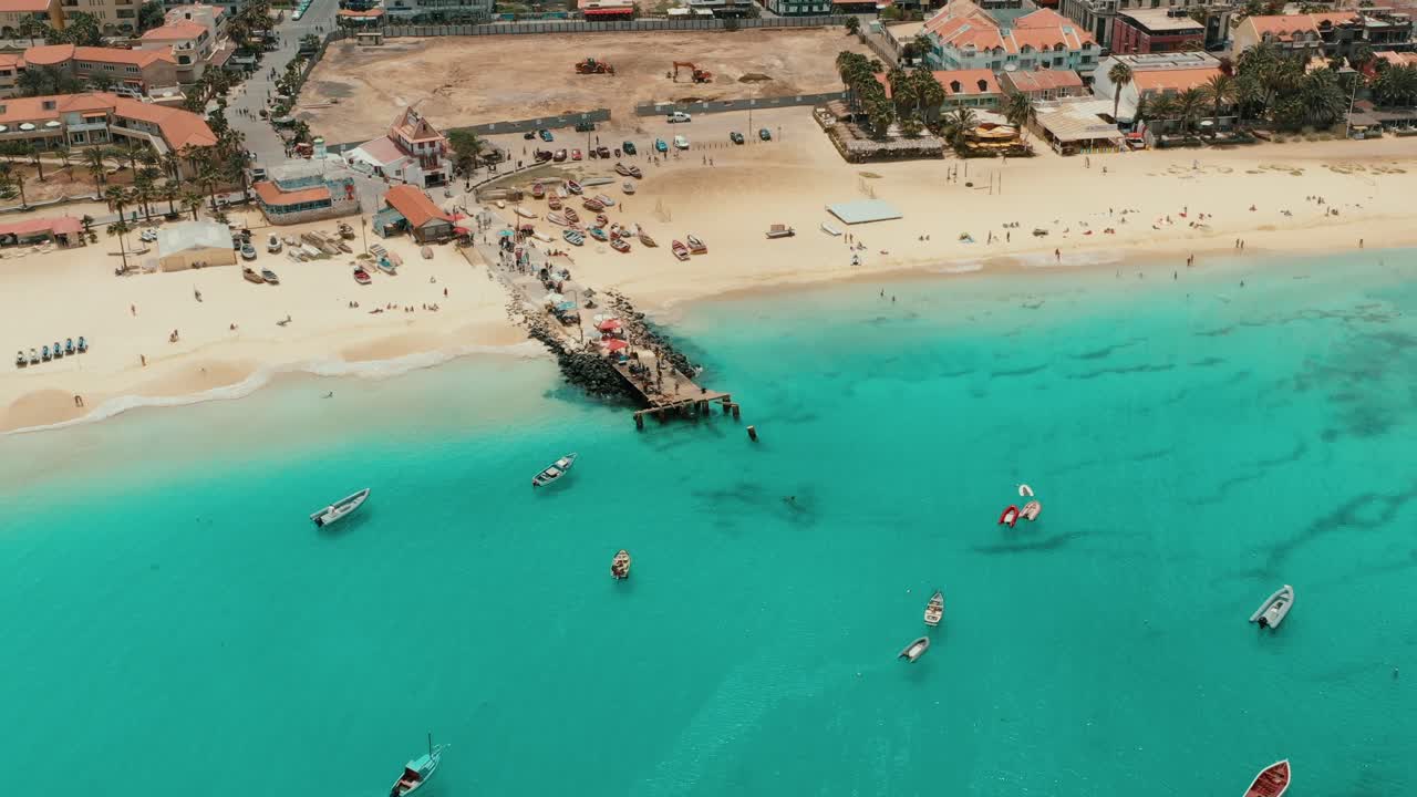 Aerial View Of Pontao de Santa Maria In Isla de Sal, Cabo Verde, Africa