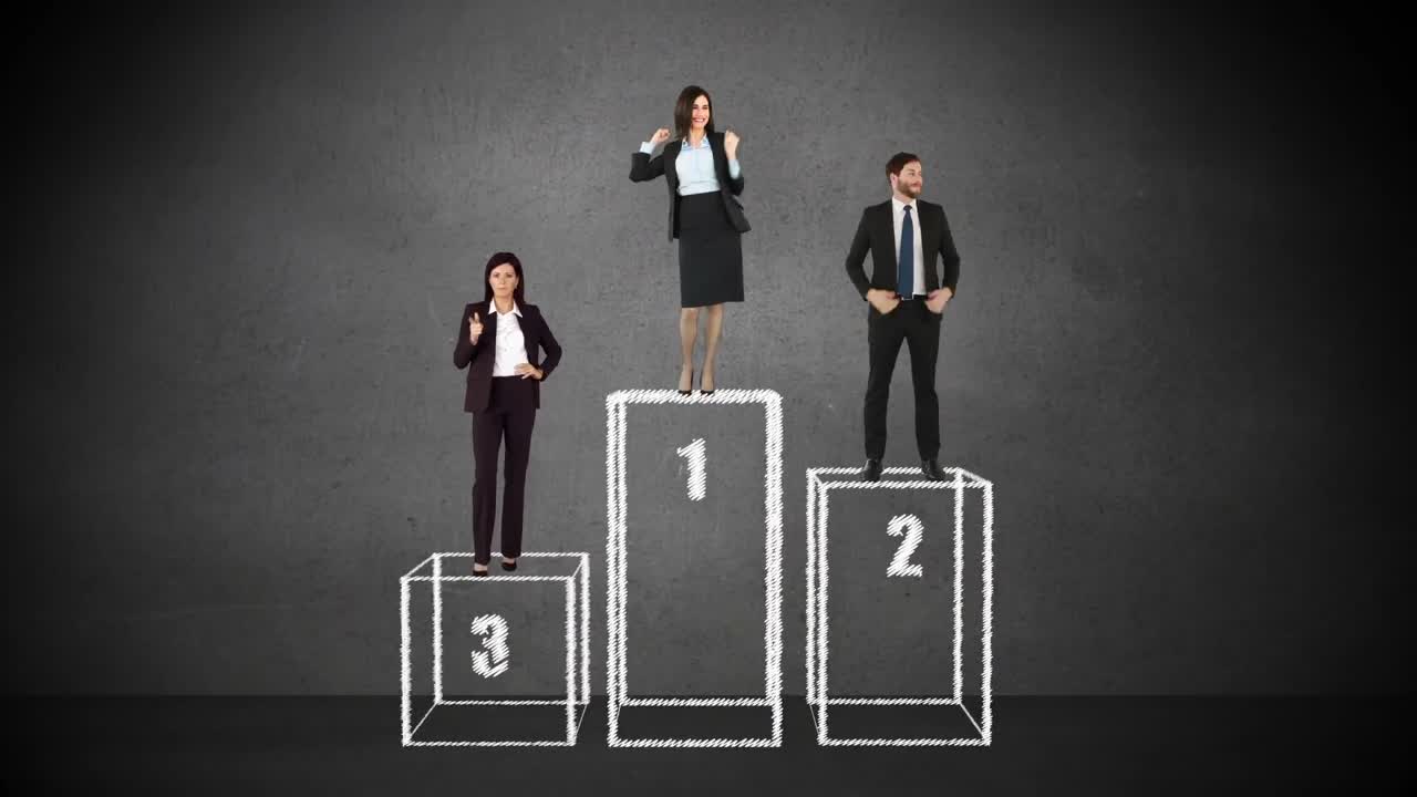 video compuesto de personas de negocios en el podio