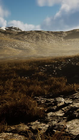 mountainous landscape with dry grassy plains