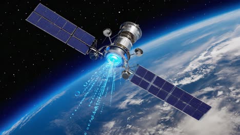 satellite transmitting data in earth orbit