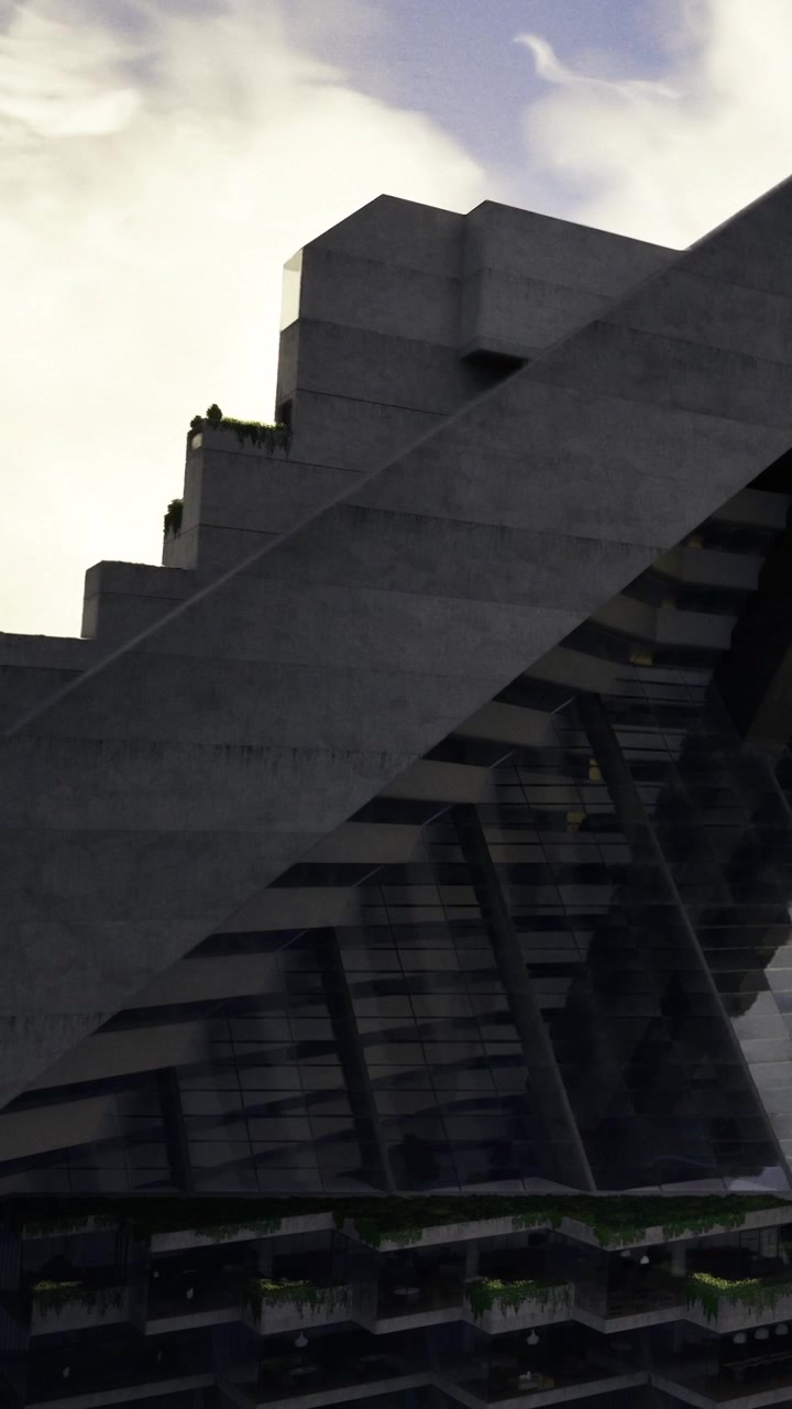 Edificio moderno con diseño único en zona urbana durante el día.
