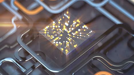 high tech electronic board seamless loop 3d render animation