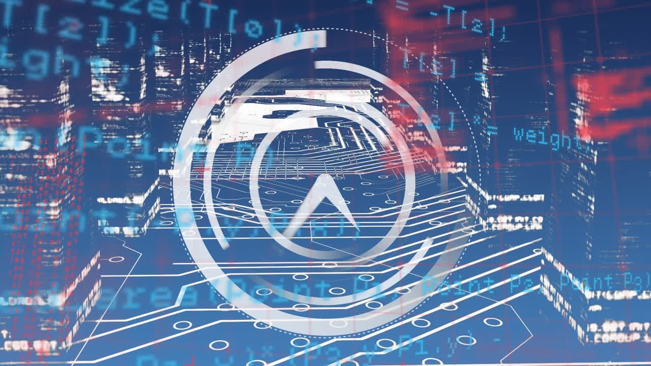 animación del reloj sobre el procesamiento de datos científicos en un fondo oscuro