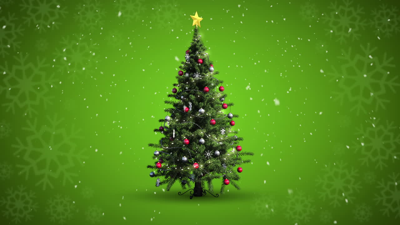 снежная рождественская елка на фоне снежинки