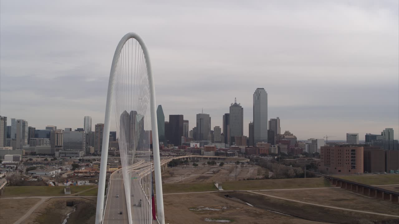 달라스 시내의 드론 샷 설정