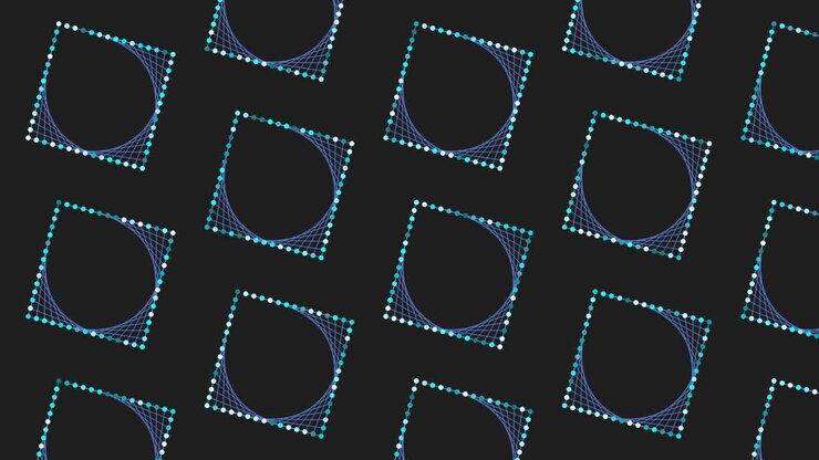 Futuristic neon squares pattern from dots and lines