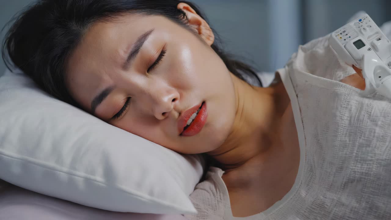 Woman Sleeping with Remote Control