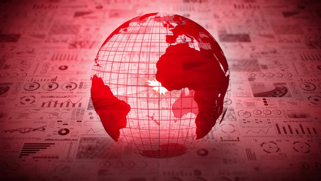 Pandemia de infecção. Terra global com pontos vermelhos de infecção. Elementos de holograma médico de gráfico de dados digitais. Controle de infecção. Cura de vírus. Animação em loop.