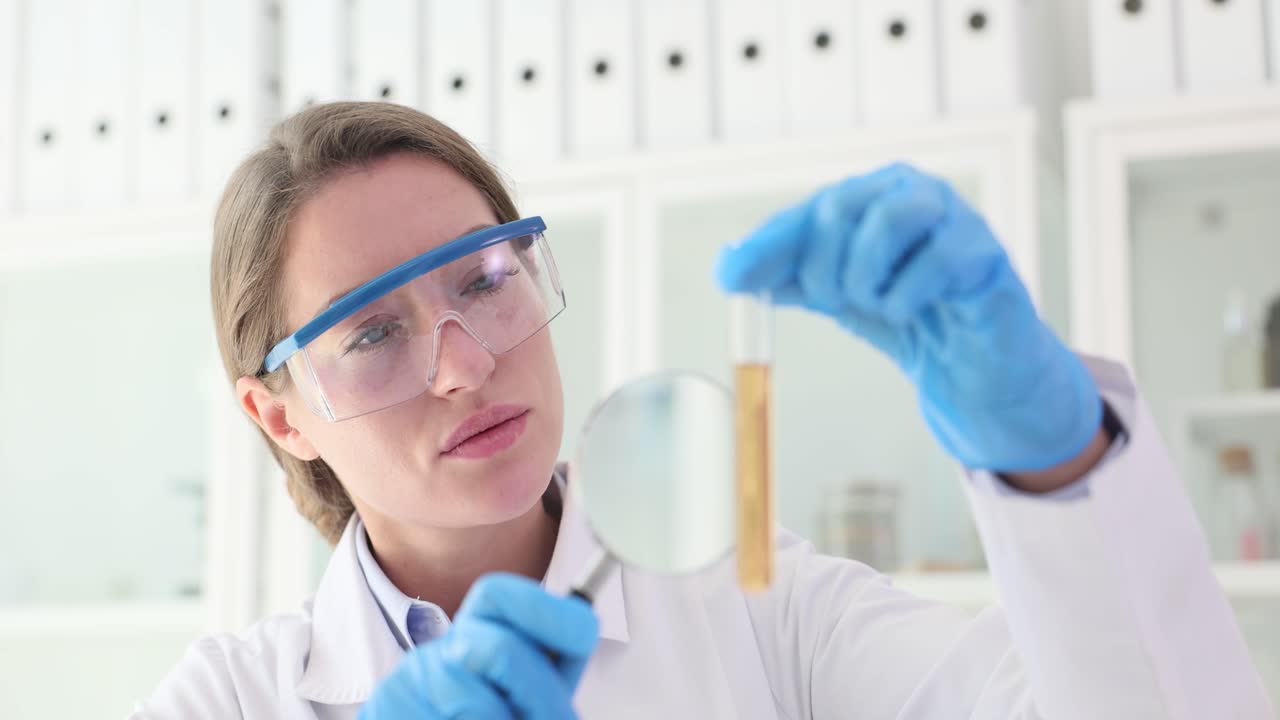 Scientist examining test tube in laboratory