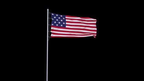 american flag with fabric structure in the wind, with an alpha channel. loopable, 4k