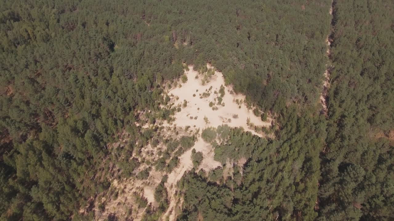 Sand Dunes in The Middle of The Forest. Aerial Arc Left