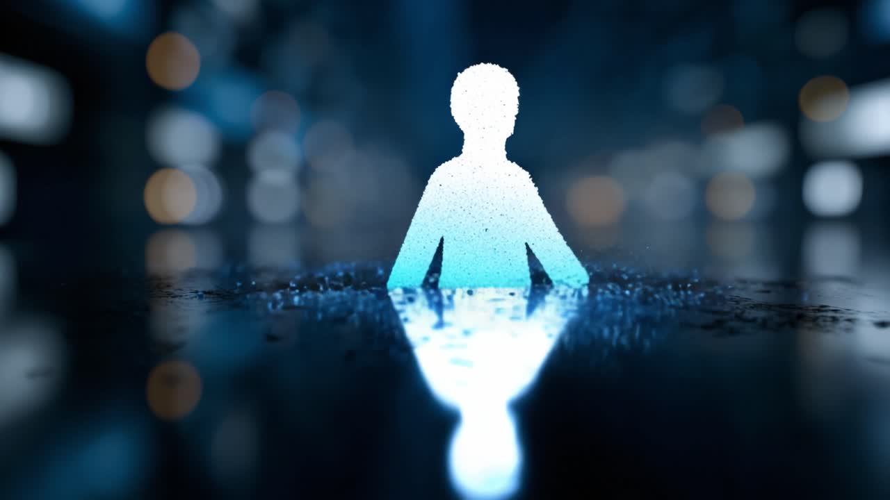 A mesmerizing digital representation of a figure emerging from a fluid-like substance, encapsulating the essence of movement and abstraction in a luminous environment