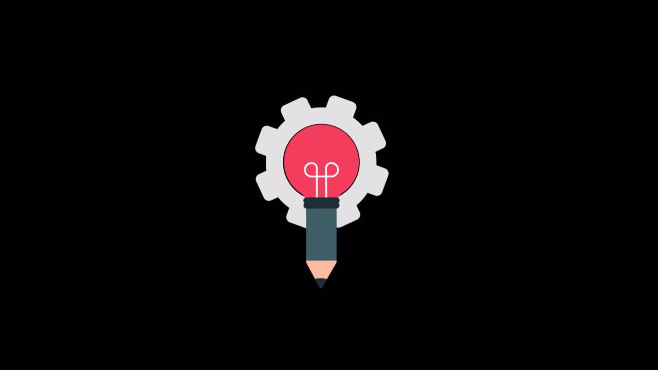 Animated Icon of Lightbulb, Gear, and Pencil for Creative Process