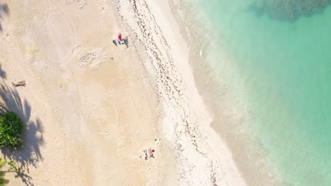 Playa-De-Arena-Blanca-De-Playa-Las-Terrenas-En-Las-Terrenas,-República-Dominicana---Antena-De-Arriba-Hacia-Abajo