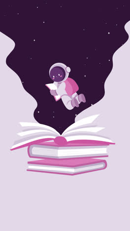 cute astronaut reading in space