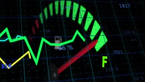 animación del procesamiento de datos sobre el panel del coche