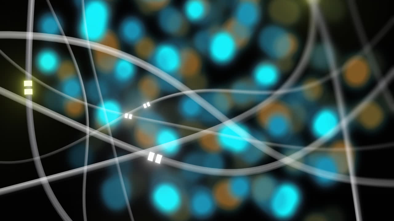 디지털 데이터 처리의 애니메이션과 어두운 배경에 빛나는 연결 네트워크