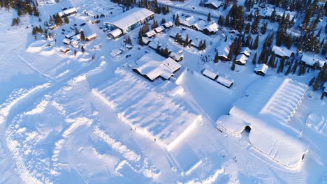 An-Aerial-View-Shows-Tourists-Arriving-At-An-Ice-Hotel-In-Kiruna-Sweden