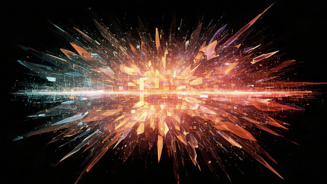 A Stunning Visual Explosion: Abstract Art Depicting Energy and Movement with Vibrant Colors and Dynamic Forms in an Impressive Display of Creativity