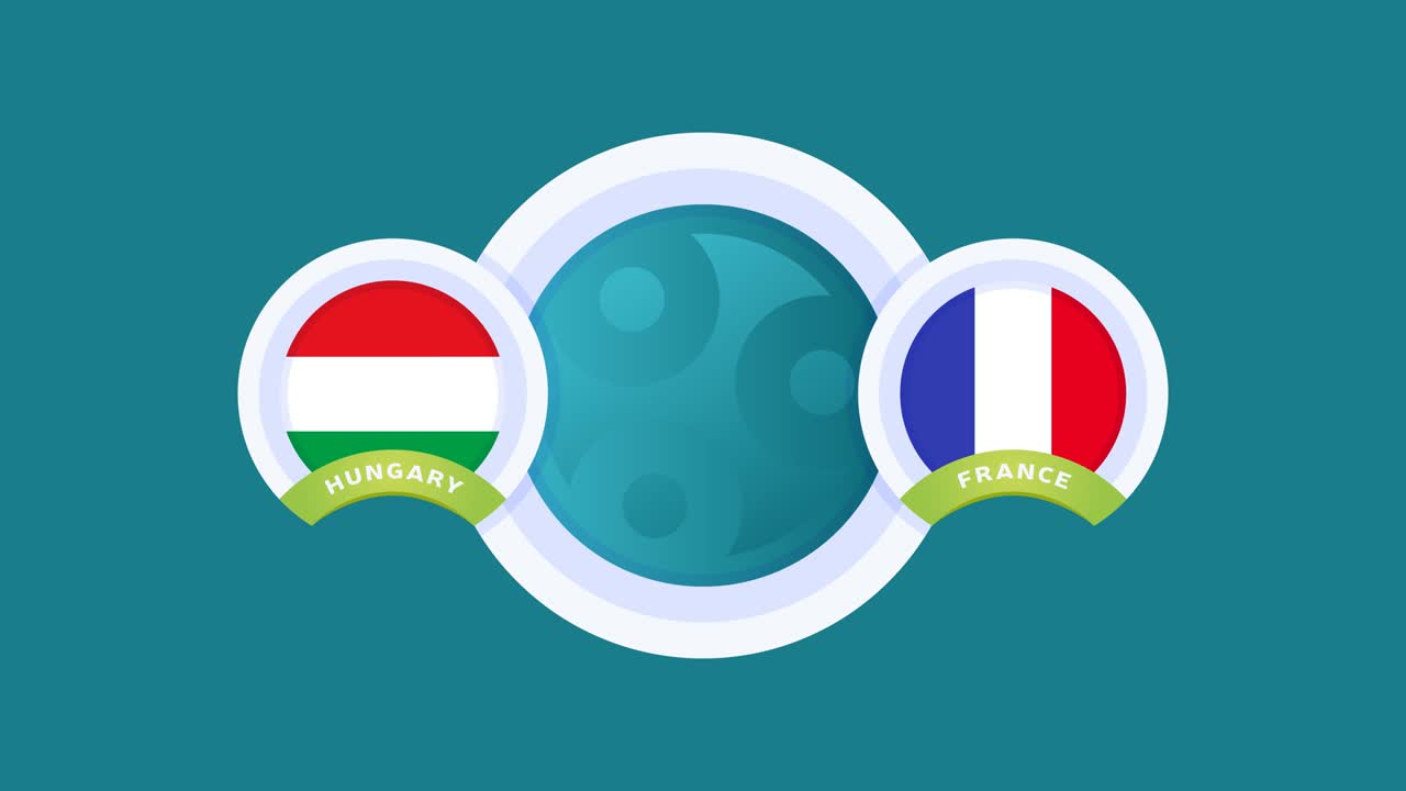 가리 vs 프랑스 경기 축구 비디오 애니메이션 축구 2020 챔피언십 경기 폴에 국가 발 대 팀 소개 스포츠 배경, 경쟁 4k 애니메이션