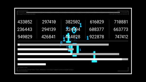 Animation-of-binary-coding-and-data-processing-over-black-background