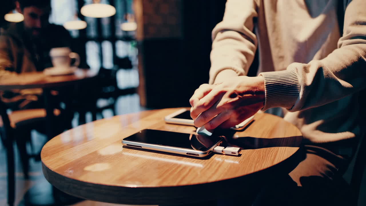 Persone che usano smartphone e tablet in un bar