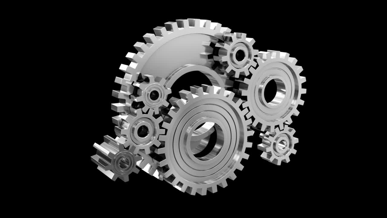 Industriel videobaggrund med tandhjul. 3D-animation