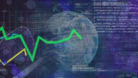 animación de gráficos, números cambiantes, tablas de negociación y lenguaje informático en todo el mundo