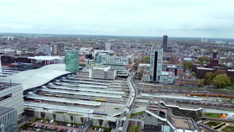 trains arriving at utrecht centraal station in utrecht, netherlands