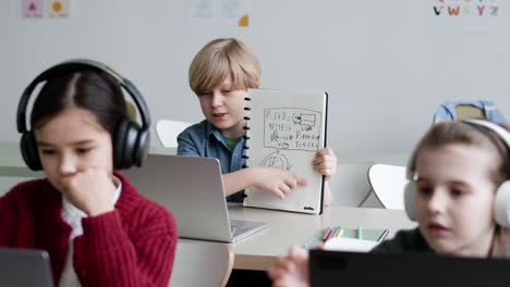 students in a classroom working on math
