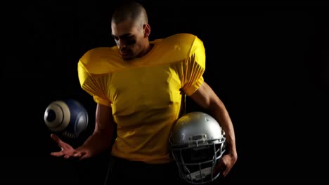 American-Football-Spieler-Mit-Kopfbedeckung-Und-Jonglierball-4k