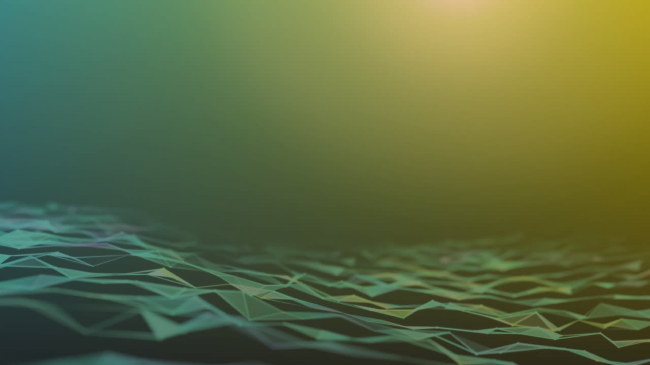 animación de redes de conexiones sobre fondo verde a amarillo