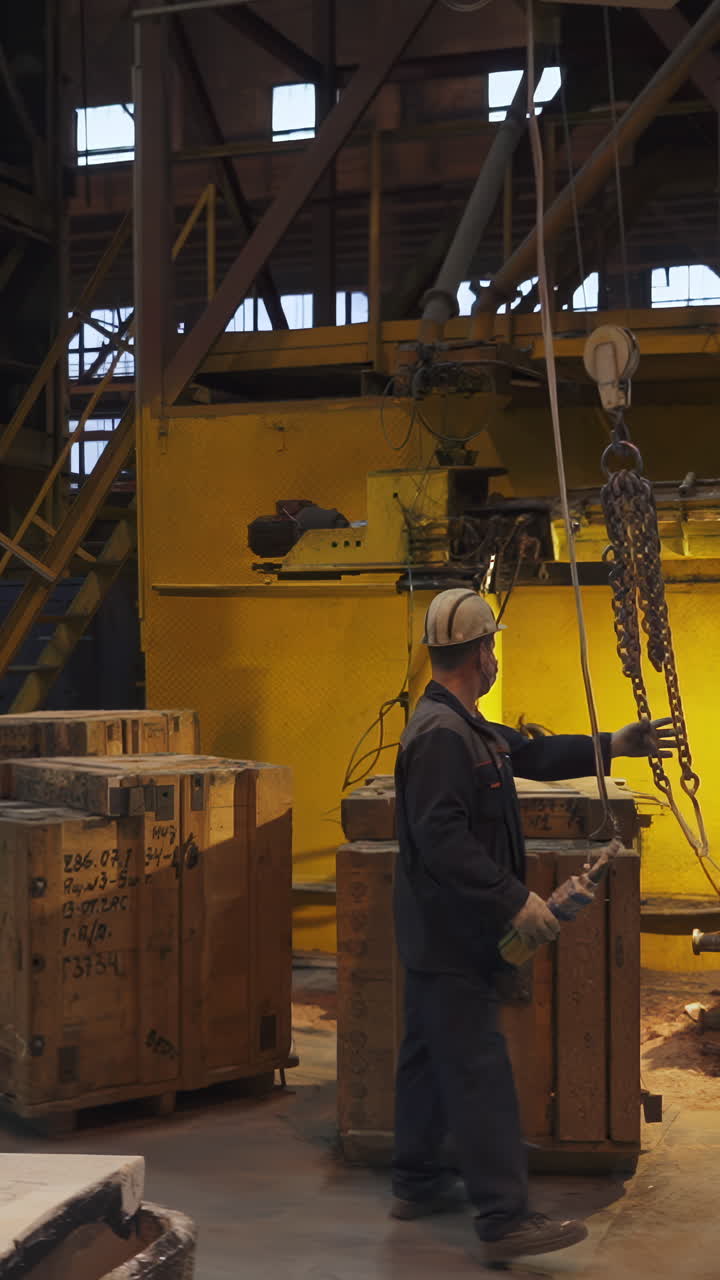 Worker Operating Machinery in a Heavy Industry Setting