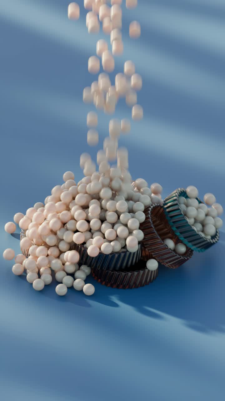 Abstract 3D Render of White Balls and Rings