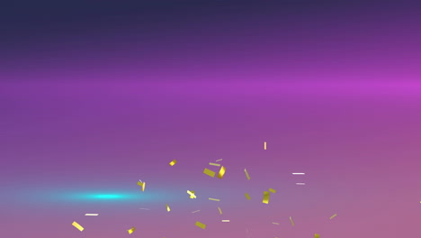 animation of confetti falling over glowing lights on purple background